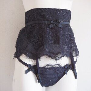 NWT Agent Provocateur Soiree Gardina Suspender & Brief Set in Navy Size 3 & 4
